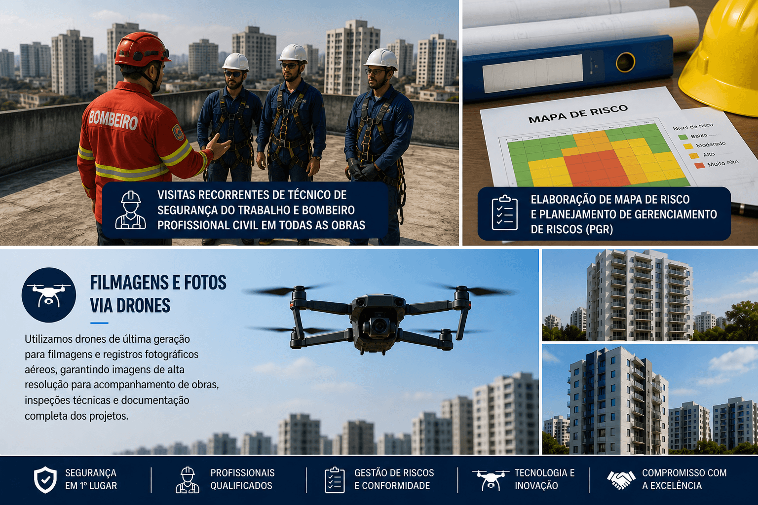 Seguran&ccedil;a do trabalho, mapa de risco, PGR, filmagens por drones e acompanhamento de obras da Climber's Engenharia